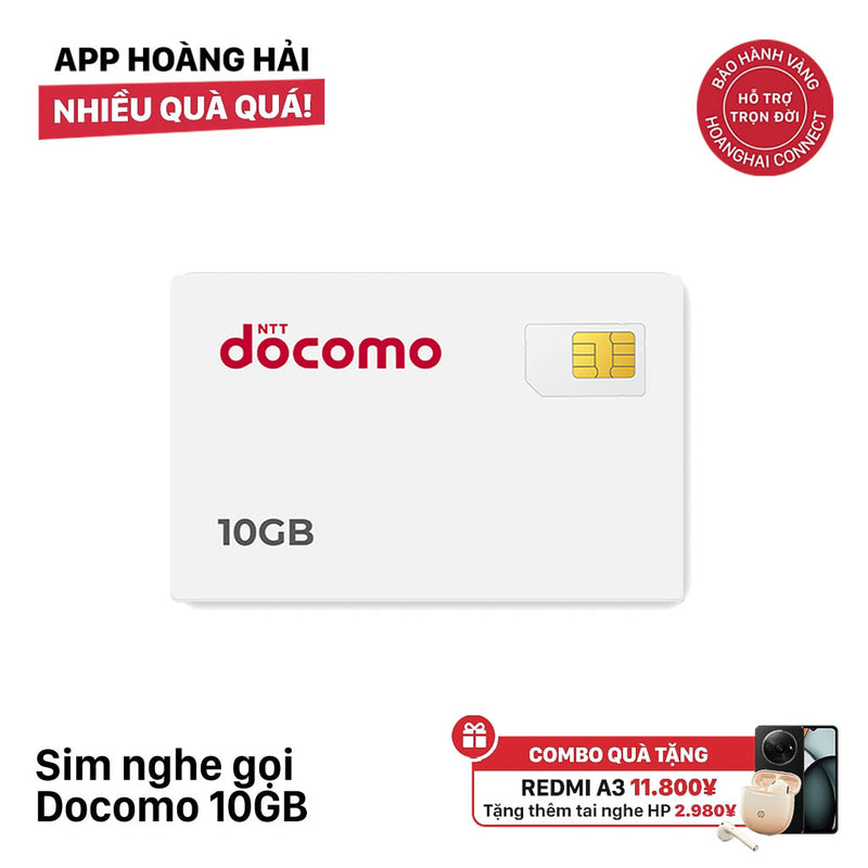 Sim nghe gọi Docomo 10GB I 7 Tháng (04/2026)