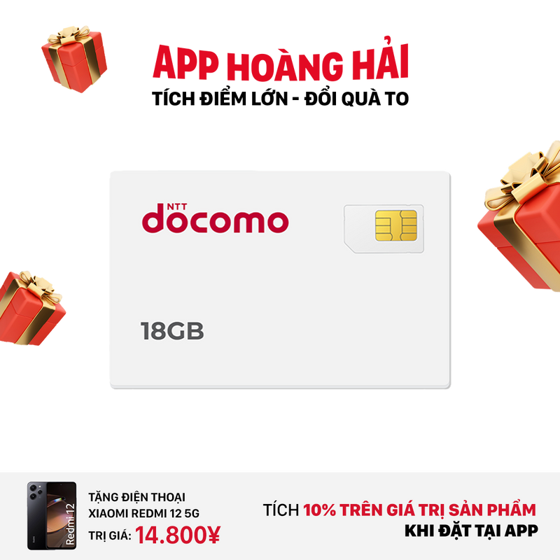 Sim nghe gọi Docomo 18GB I 7 Tháng (06/2025)