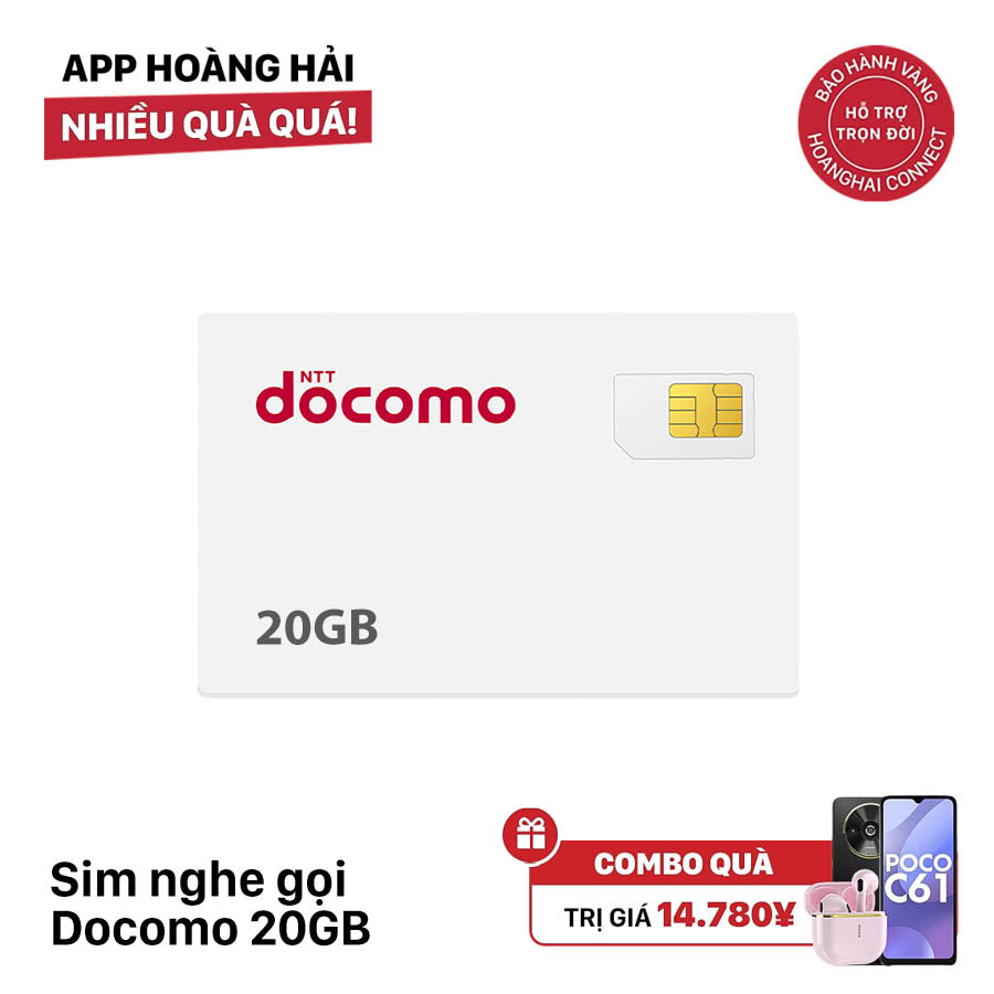 Sim nghe gọi Docomo 20GB I 12 Tháng (10/2026)