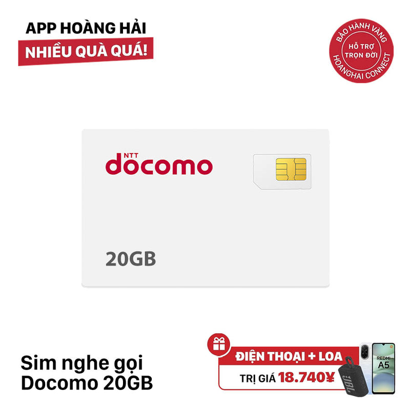 Sim nghe gọi Docomo 20GB I 7 Tháng (02/2026)