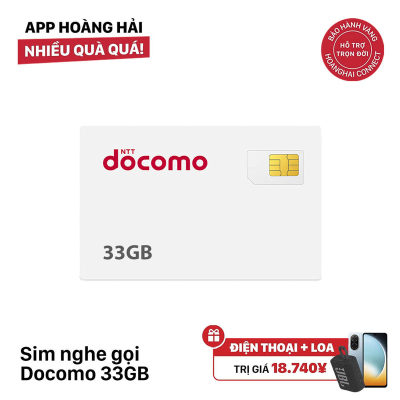 Sim nghe gọi Docomo 33GB I 7 Tháng (02/2026)
