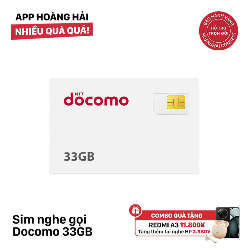 Sim nghe gọi Docomo 33GB I 12 Tháng (09/2026)
