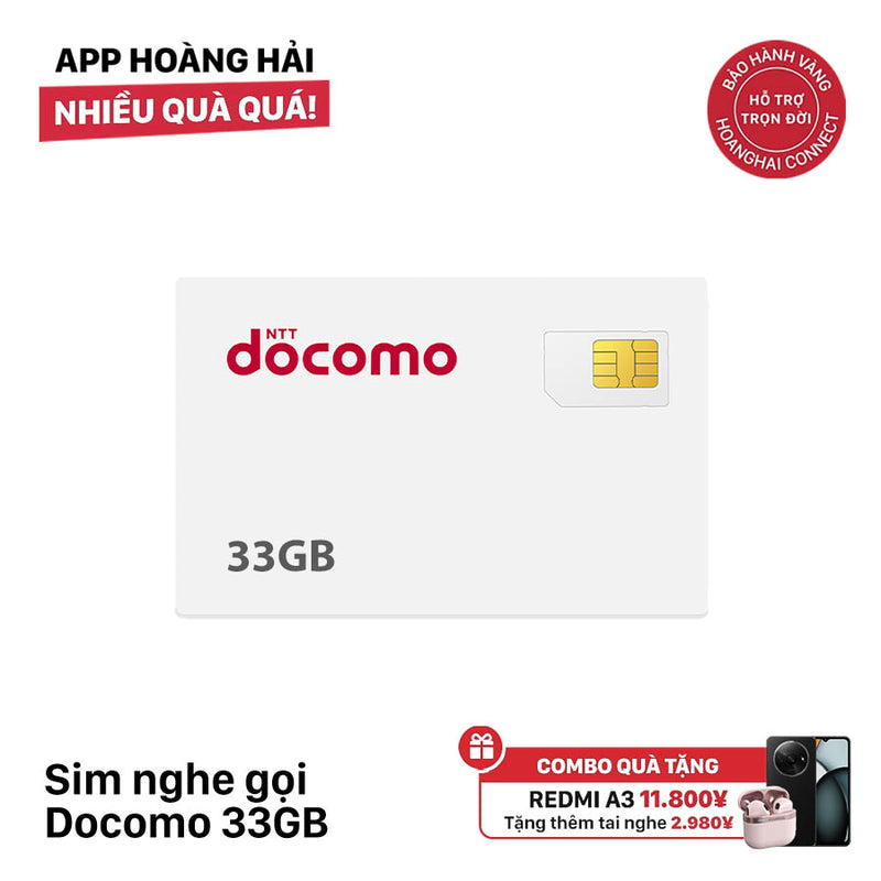 Sim nghe gọi Docomo 33GB I 12 Tháng (09/2026)