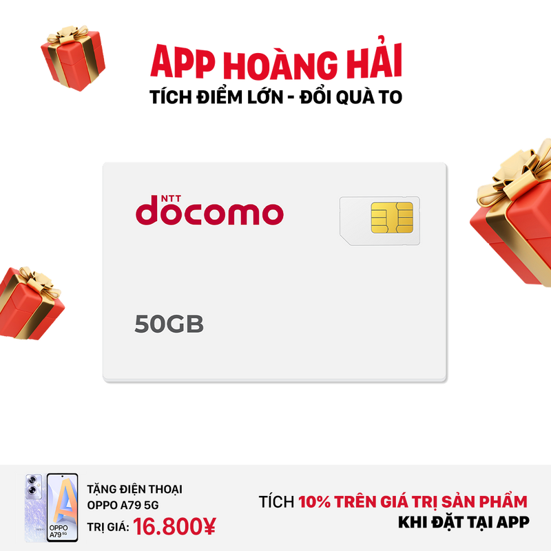 Sim nghe gọi Docomo 50GB I 7 Tháng (06/2025)