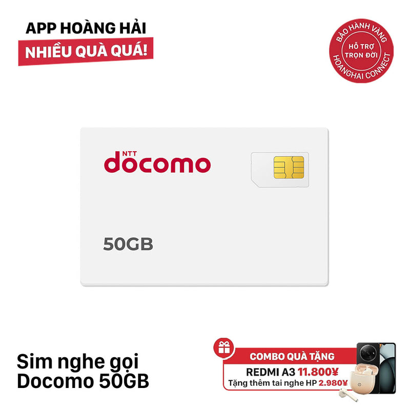 Sim nghe gọi Docomo 50GB I 7 Tháng (04/2026)
