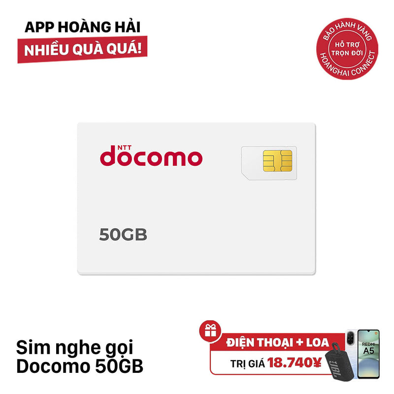 Sim nghe gọi Docomo 50GB I 12 Tháng (07/2026)