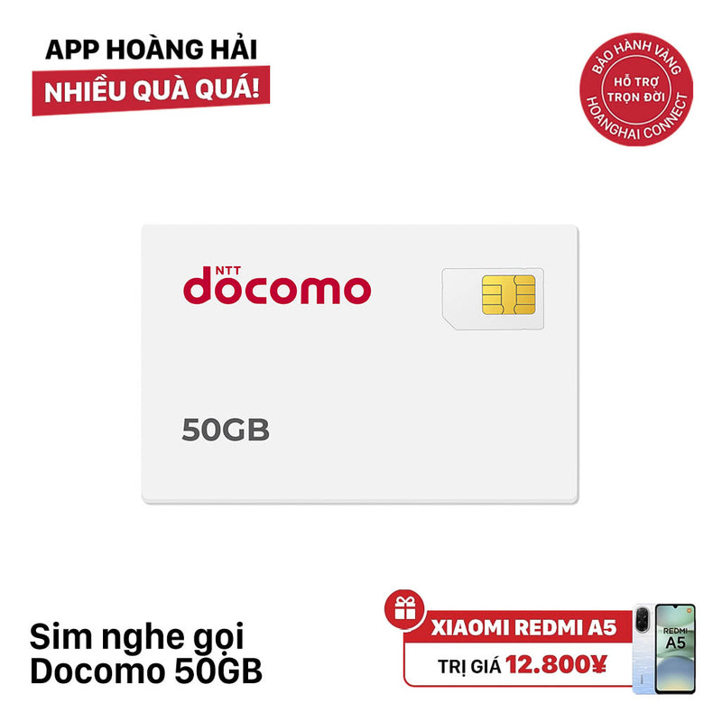 Sim nghe gọi Docomo 50GB I 7 Tháng (03/2026)