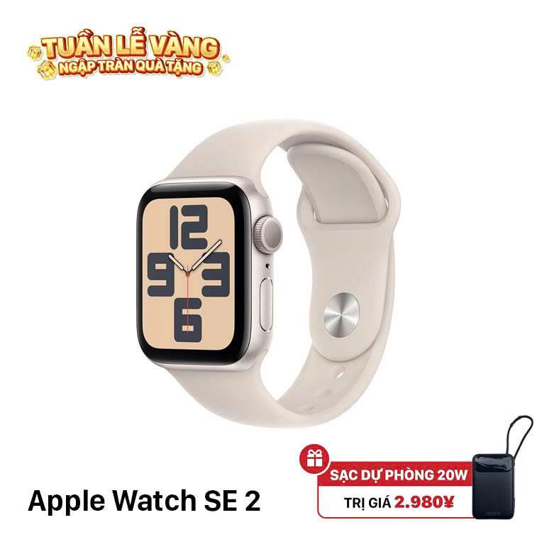 Apple Watch SE2 40MM GPS Starlight Aluminum Case/Starlight Sport Band 100% Nguyên hộp