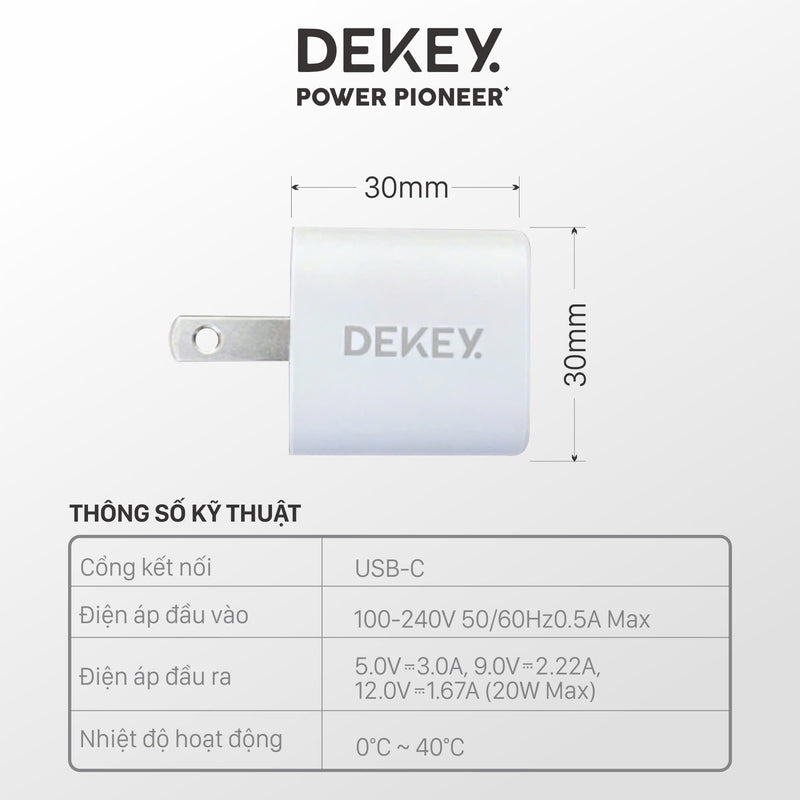 Bộ sạc cáp Dekey 20W