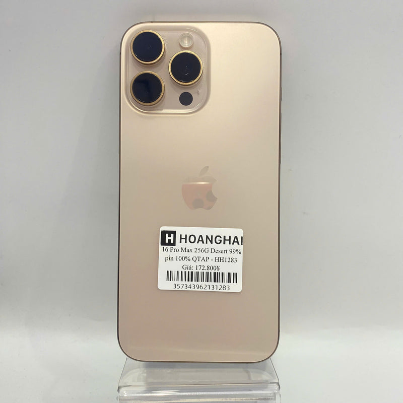 iPhone 16 Pro Max 256G Vàng Sa Mạc 99% pin 100% Quốc tế Apple - HH1283