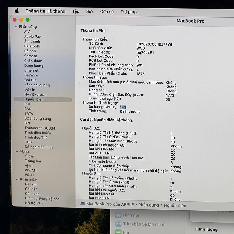 Macbook Pro 2018 13.3in Bạc i5 / RAM 8G / SSD 256G 98% Sạc 143 lần BPTN