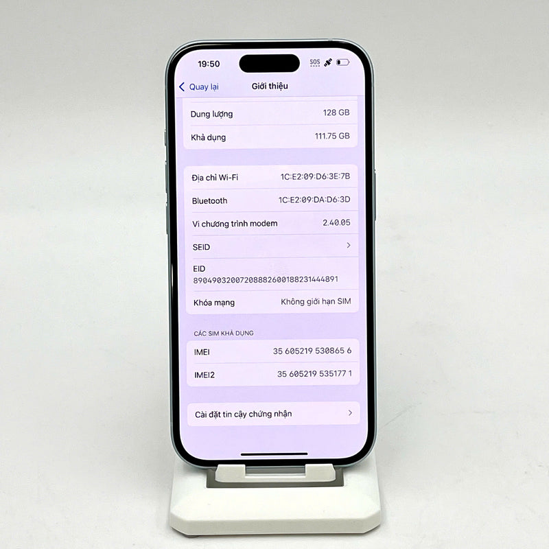 iPhone 15 128GB Xanh Dương 99% pin 100%  Quốc tế từ AU (Không dùng sim AU- Sạc 59 lần) - HH8656