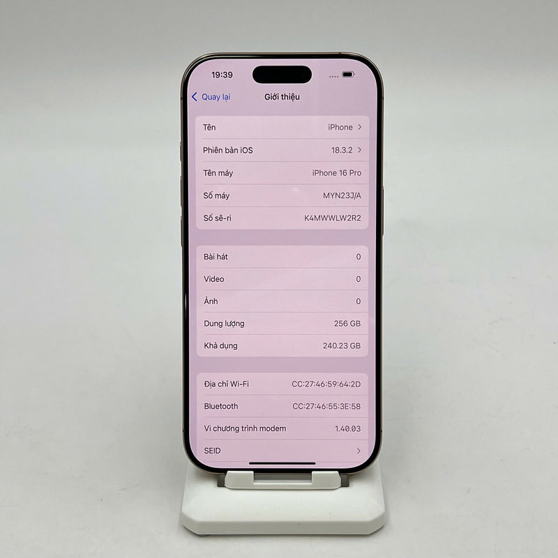 iPhone 16 Pro 256GB Vàng Sa Mạc 99% pin 100% Fullbox Quốc tế từ Apple - HH8856