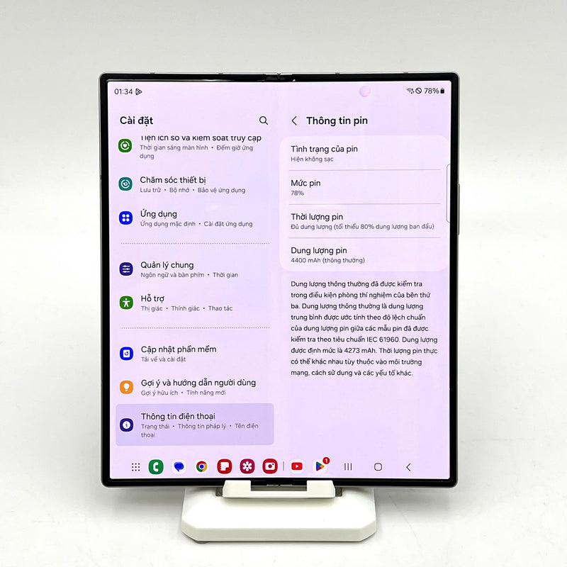 Samsung Galaxy Z Fold6 5G Bạc 12GB/256Gb 98% ( Máy sứt viền)