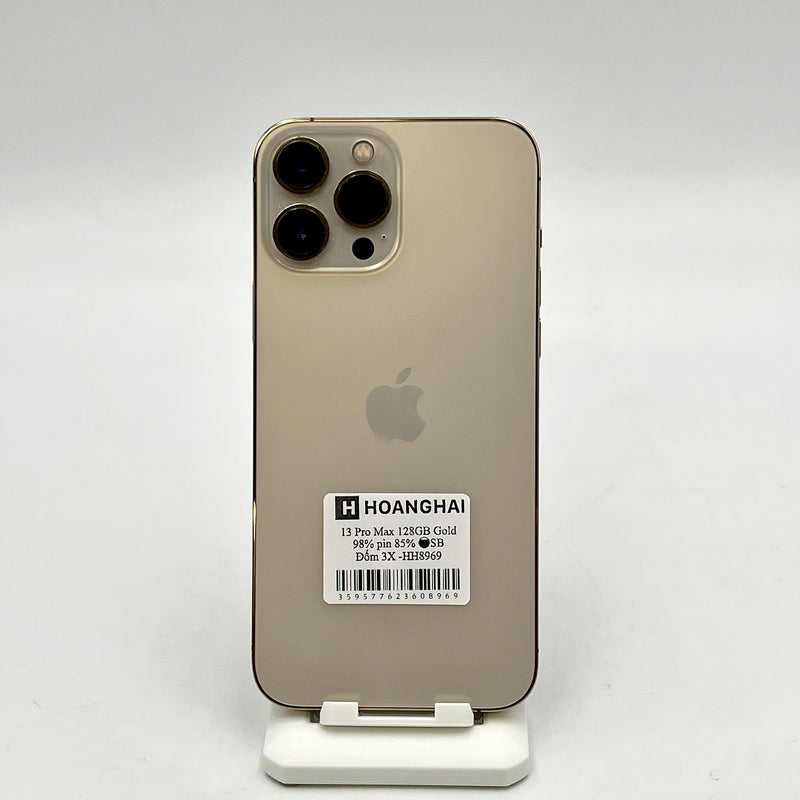 iPhone 13 Pro Max 128GB Vàng 98% pin 85% Máy đã trả hết tiền mạng dùng như Quốc tế Apple (Đốm camera 3x) - HH8969