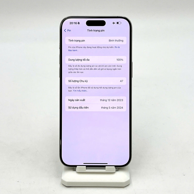 iPhone 15 Pro Max 256GB Trắng 98% pin 100% Quốc tế từ AU (Không dùng sim AU- Màn xước ) - HH3101