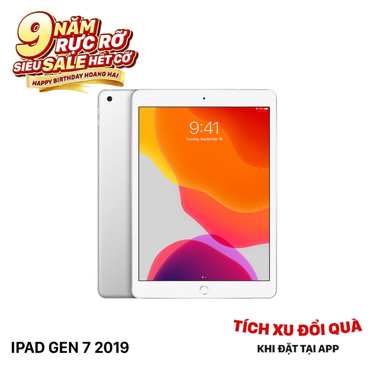 iPad Gen 7 2019  10.2in 32GB Bạc 4G + Wifi 98% pin từ 95% từ SB (Chỉ dùng sim VN)