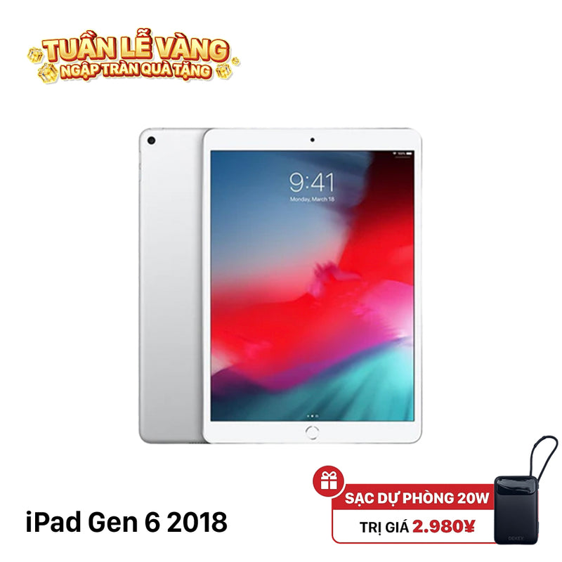 iPad Gen 6 2018 9.7in 128GB Bạc 4G + Wifi 98% pin 87% (Xước viền chân sạc)