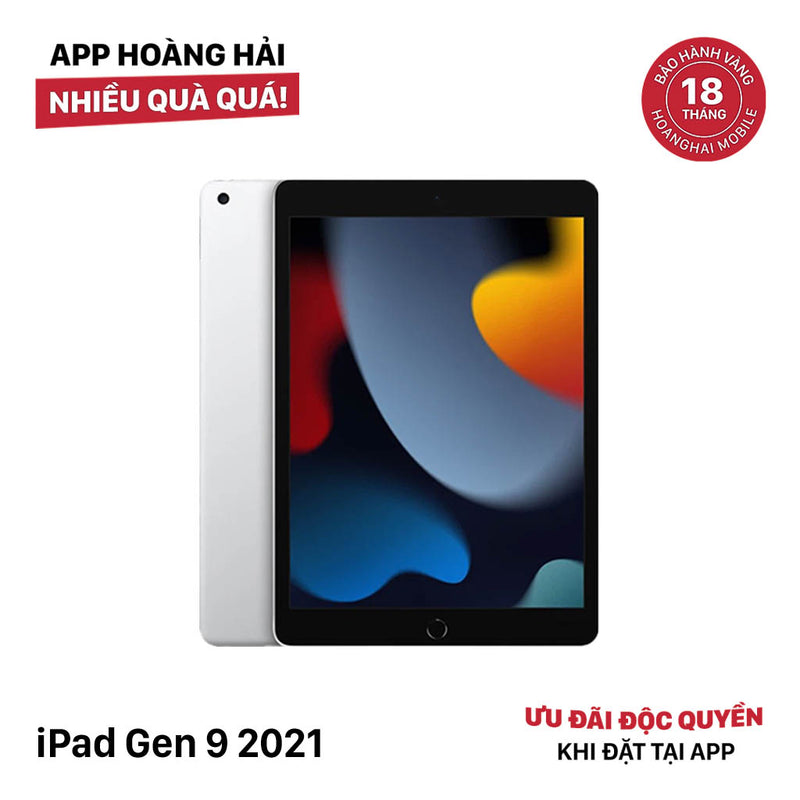 iPad Gen 9 10.2" 64GB Bạc 4G + Wifi 100% Fullbox