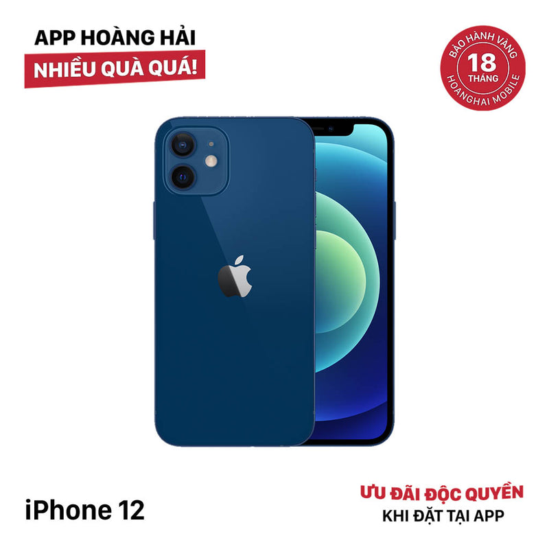 iPhone 12 64GB Xanh Dương 98% pin 86% Máy đã trả hết tiền mạng dùng như Quốc tế Apple (viền xước,viền cam xước) - HH1268