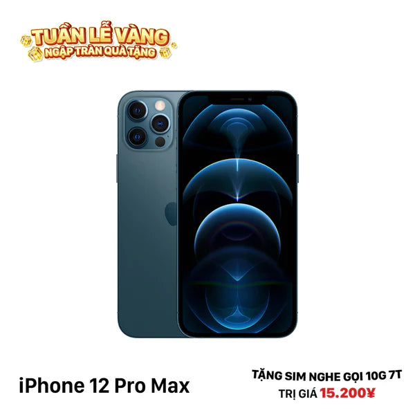 iPhone 12 Pro Max 256GB Xanh Dương 98% pin 100% Máy đã trả hết tiền mạng dùng như Quốc tế Apple (Đã thay pin - Đốm camera 2.5x, ám mặt lưng) - HH2684