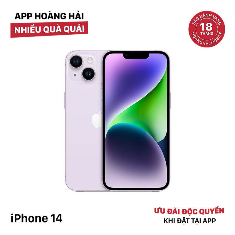 iPhone 14 256GB Tím 98% pin 85%  Quốc tế từ SB (Không dùng sim SB - viền camera xước) - HH2239