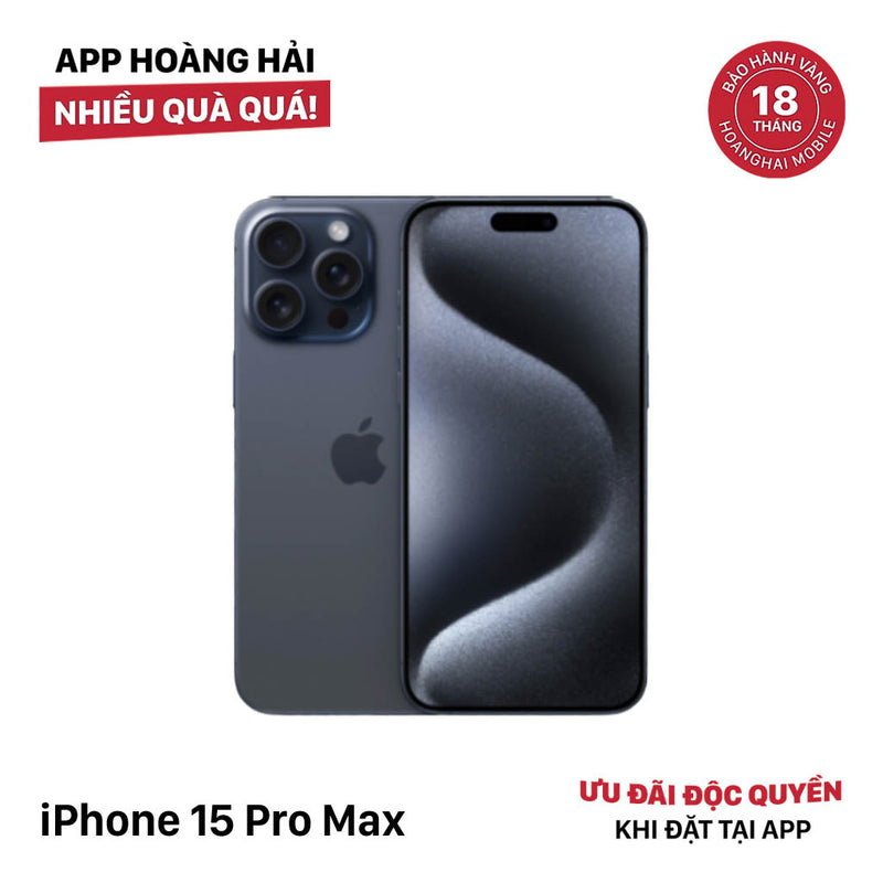 iPhone 15 Pro Max 256GB Xanh Dương 98% pin 88% Máy đã trả hết tiền mạng dùng như Quốc tế Apple (đốm 0.5x) - HH6216