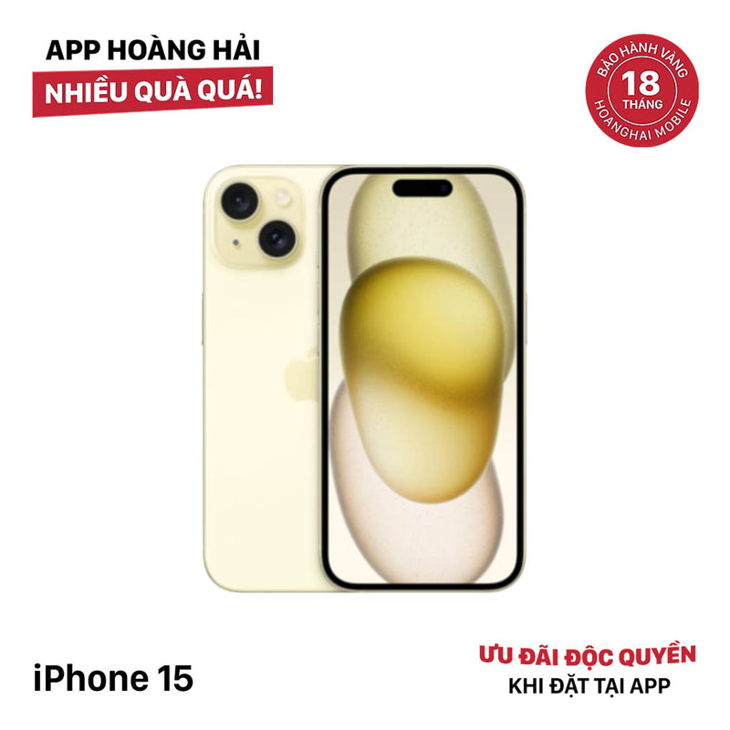 iPhone 15 128GB Vàng 98% pin 92% Quốc tế từ SB (Không dùng sim SB -Sứt viền) - HH3328