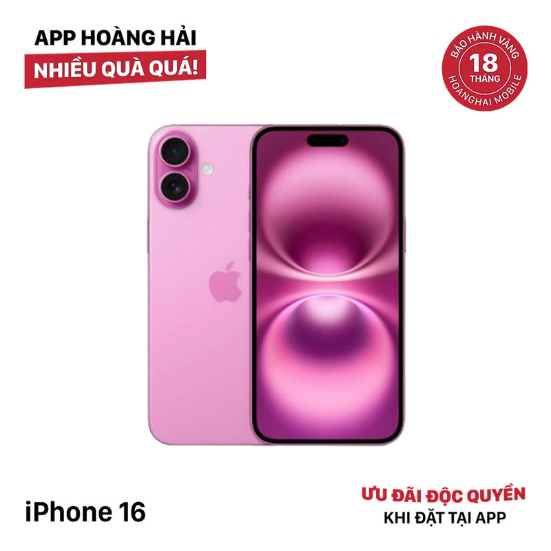 iPhone 16 128GB Hồng 100% DBH Quốc tế từ SB (Không dùng sim SB)