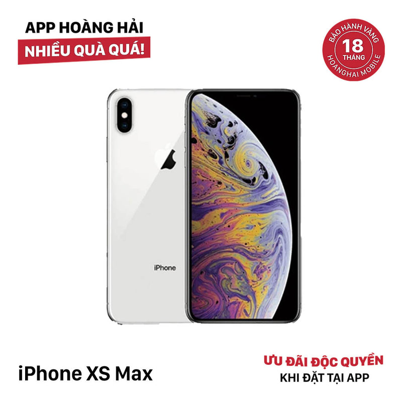 iPhone XS Max 64GB Bạc 98% pin 88%  Máy đã trả hết tiền mạng dùng như Quốc tế Apple (Đã thay pin mới) - HH3429