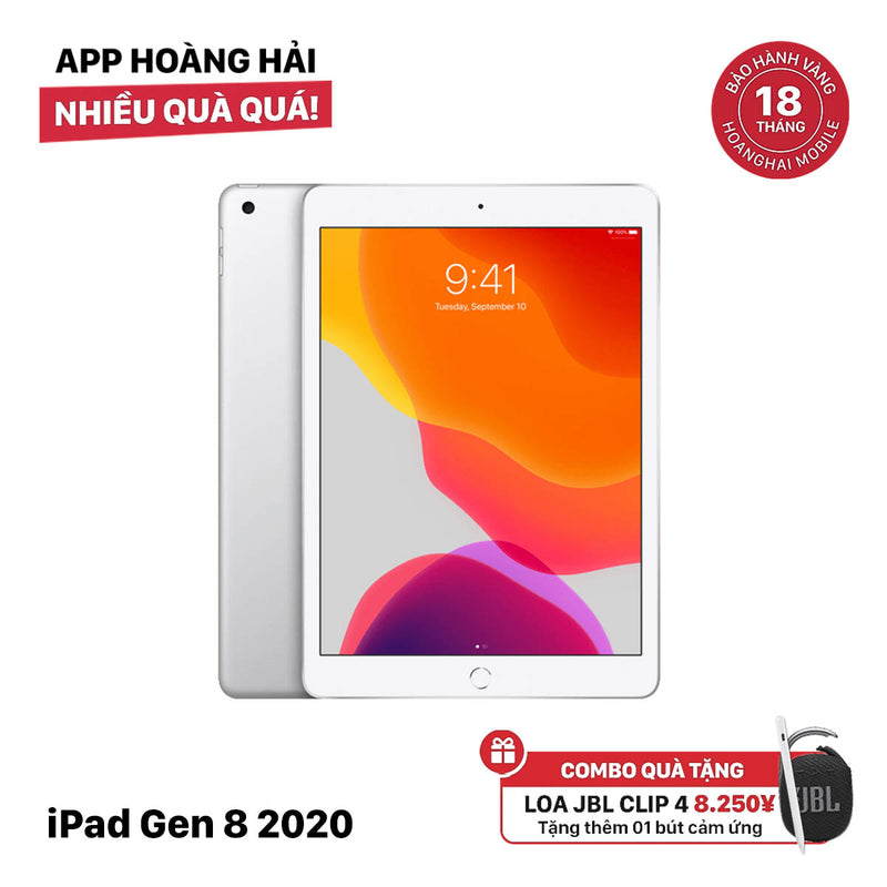 iPad Gen 8 2020 10.2in 32GB ငွေရောင် 4G + Wifi 98% ဘက်ထရီ 86% SB (အဖြူကွက်စခရင်) 