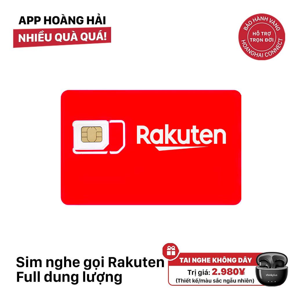 Sim nghe gọi Rakuten full dung lượng data cước 3.300¥ - Tặng tai nghe không dây ngẫu nhiên