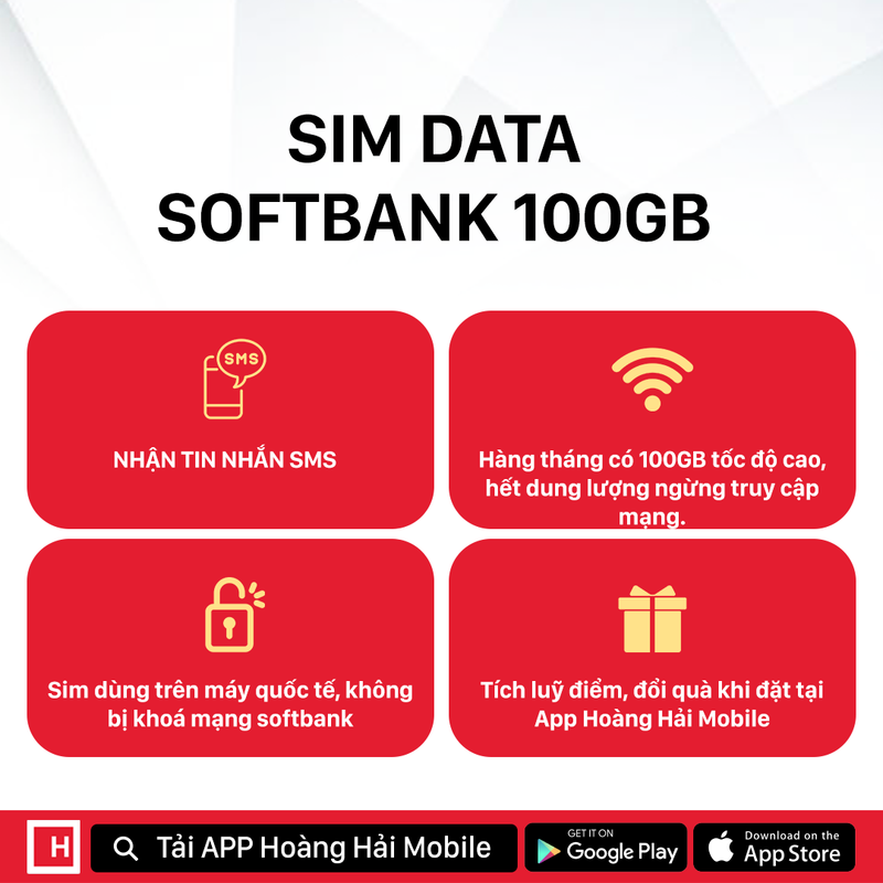 Sim data softbank 100GB Cước 3200¥