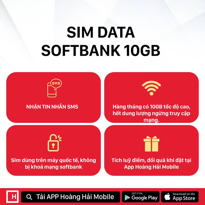 Sim Data Softbank 10GB - Bán Đứt