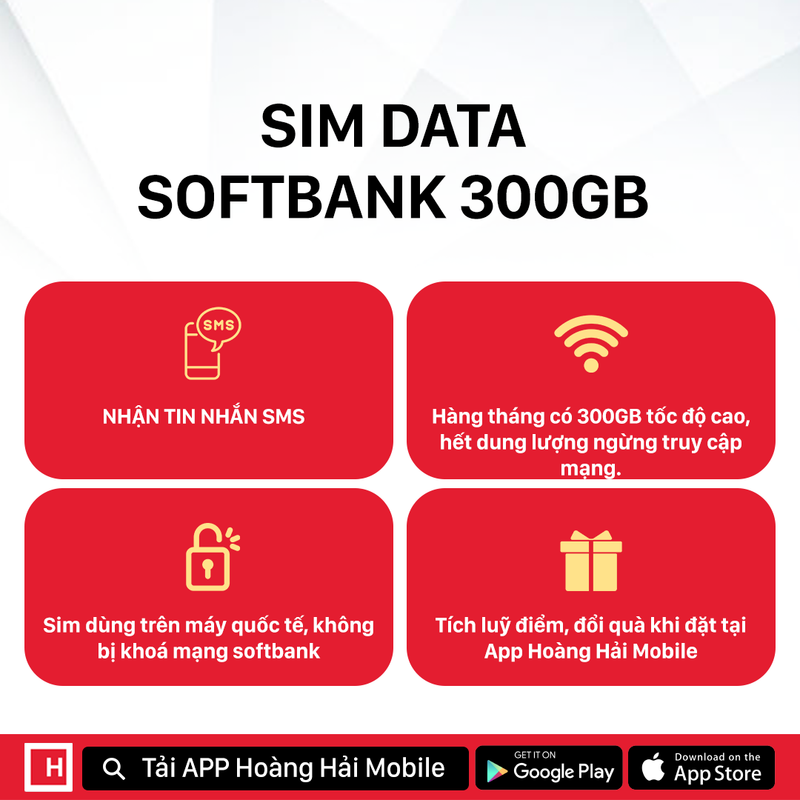 Sim data softbank 300GB Cước 4980¥