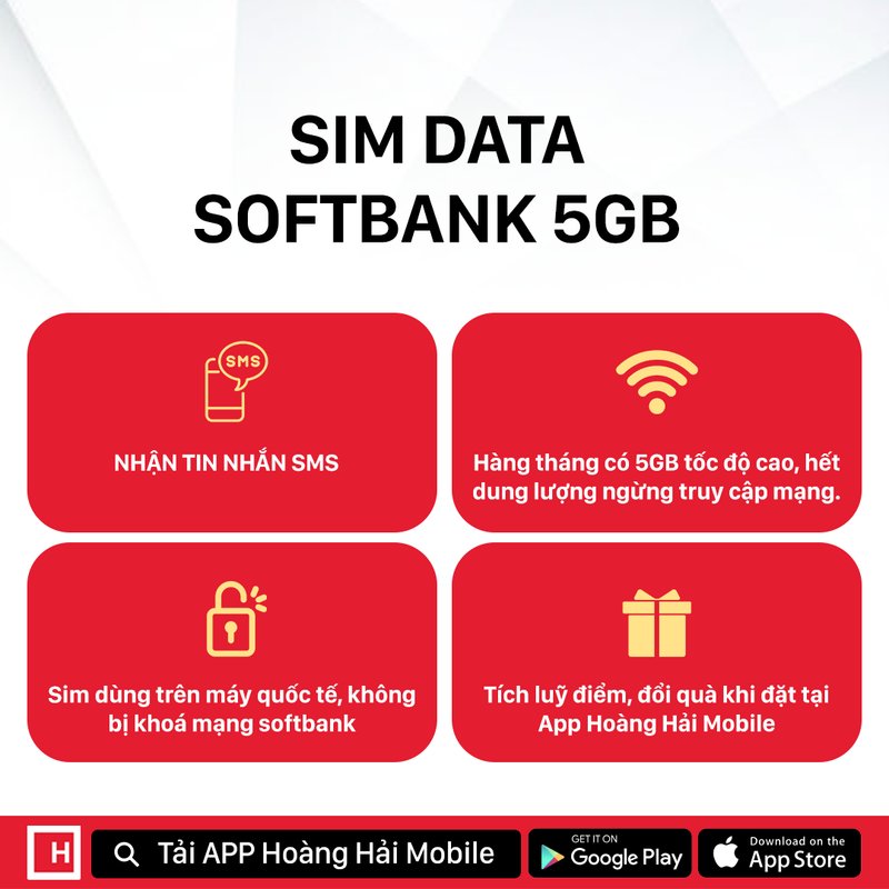 Sim Data Softbank 5GB - Bán Đứt