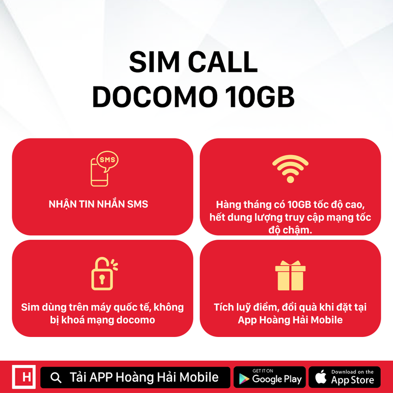 Sim nghe gọi Docomo 10GB I 7 Tháng (05/2025)