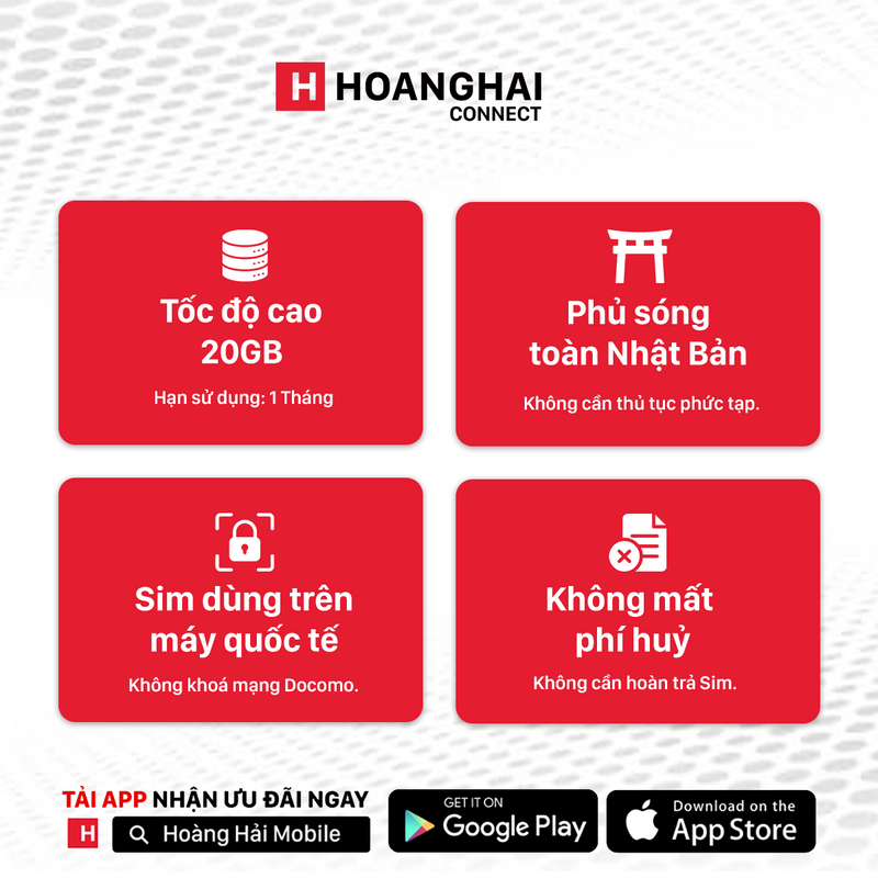 Sim Du lịch Docomo 20GB