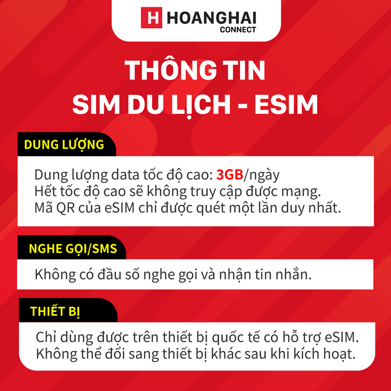 eSIM data du lịch 3GB/ 1 Ngày