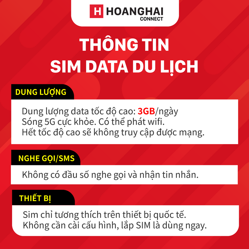Sim data du lịch 3GB/ 1 Ngày