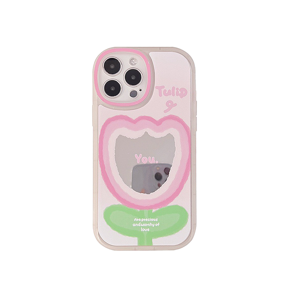 HHPK48 Ốp lưng Hoạ tiết hoa Tulip tráng gương