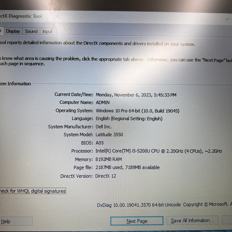 Dell Latitude 3550 15.6in i5-5200U /RAM 8G /SSD 128G Likenew
