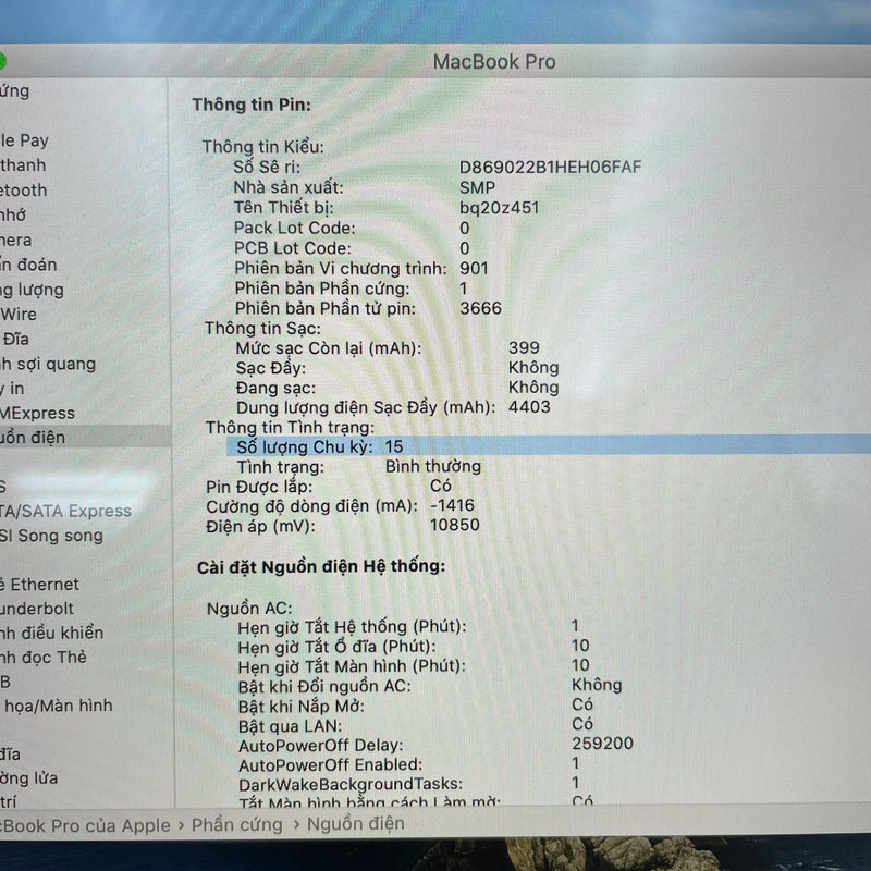 Macbook Pro 2017 13.3in Silver Intel Core i5/RAM 8G/SSD 128G 98% Sạc 15 lần BPTN