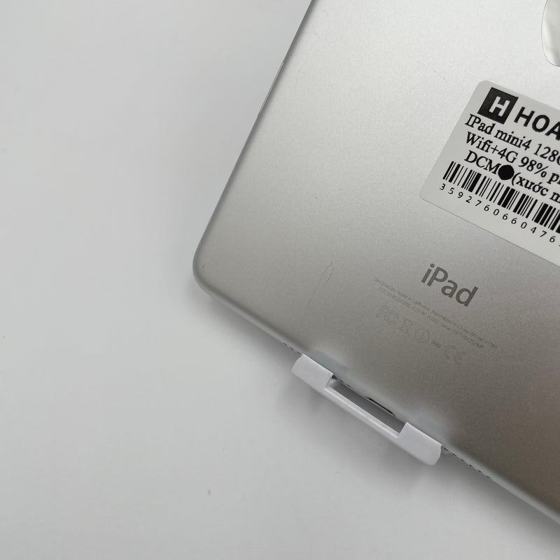 iPad Mini 4 7.9in 128G Silver 4G + Wifi 98% pin 92% (Xước màn , mẻ viền)