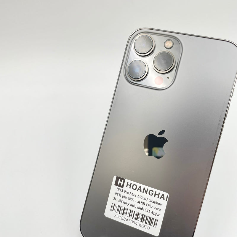 iPhone 13 Pro Max 256GB Graphite 98% pin 86% Quốc tế từ SB (Không dùng sim SB - Thay linh kiện chính hãng Apple - Đốm Camera 3x)