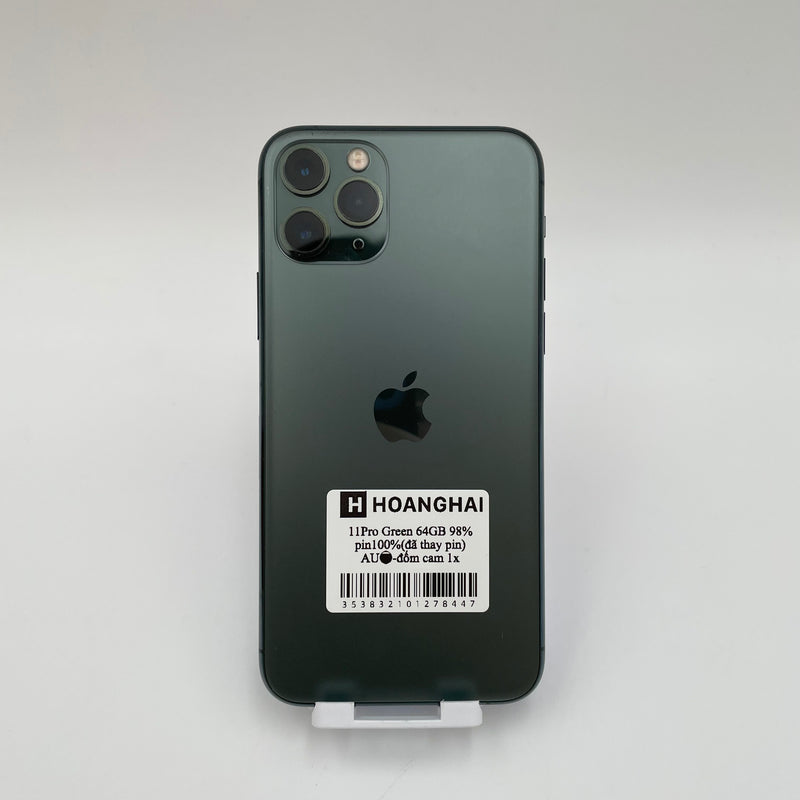 iPhone 11 Pro 64GB Midnight Green 98% pin 100% Máy đã trả hết tiền mang dùng như Quốc tế Apple (Đã thay pin, đốm camera 1x)