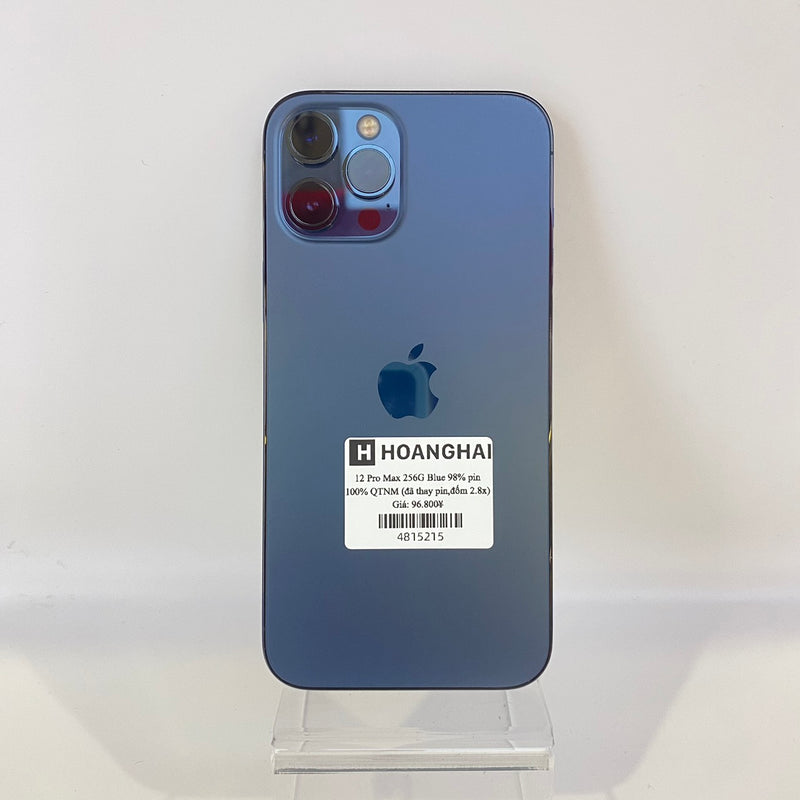 iPhone 12 Pro Max 256GB Pacific Blue 98% pin 100% Máy đã trả hết tiền mạng dùng như Quốc tế Apple (Đốm Camera 2.8x - Đã thay pin)