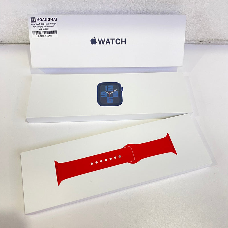 Apple Watch SE2 44mm GPS 98% Midnight Aluminum Case with Red Sport Band (Xước màn)