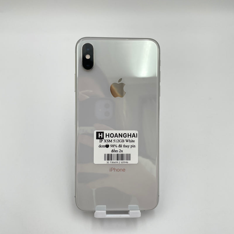 iPhone Xs Max 512GB Silver 98% pin 100% Máy đã trả hết tiền mạng dùng như Quốc tế Apple (Đã thay pin - Đốm camera 2x)