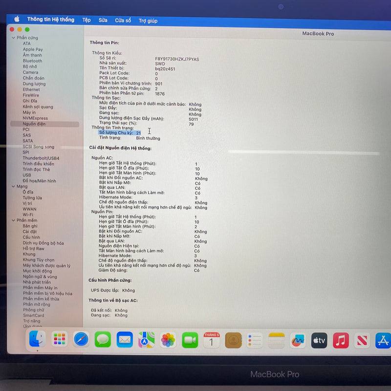 Macbook Pro 2019 13.3in Gray Intel Core i5/RAM 8GB/SSD 512GB 99% Fullbox Sạc 21 lần BPTN